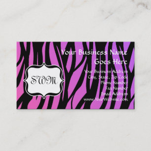Lila oder rosa Zebrastreifen Monogramm Visitenkarte