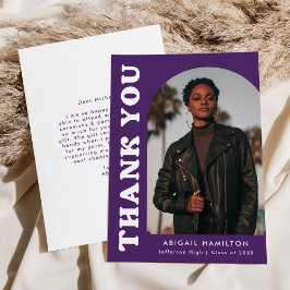 Lila Offset-Foto-Abschluss Dankeskarte