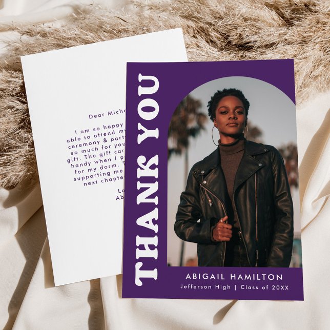 Lila Offset-Foto-Abschluss Dankeskarte (Von Creator hochgeladen)