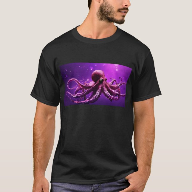 Lila Oktopus-Design T-Shirt (Vorderseite)