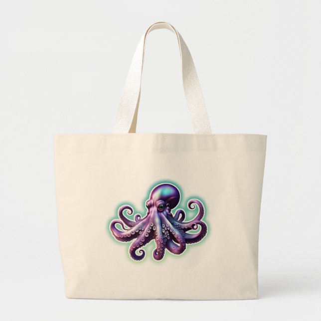 Lila Oktopus Jumbo Stoffbeutel (Vorne)