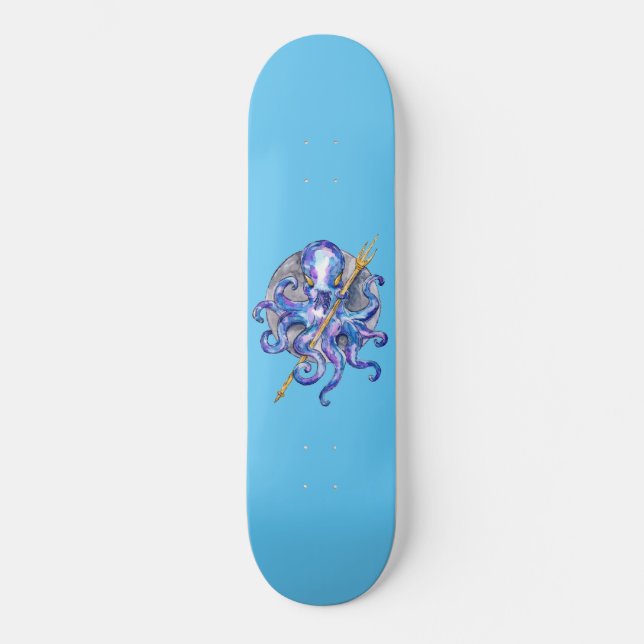 Lila Oktopus mit Trident Skateboard (Vorderseite)