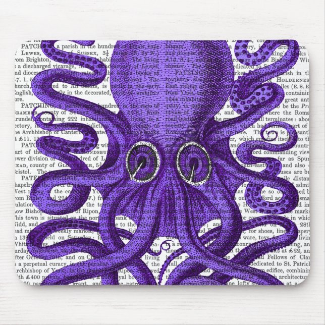 Lila Oktopus Mousepad (Vorne)