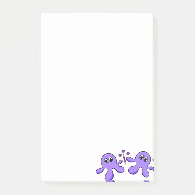 Lila Oktopus nach der Anwendung Post-it Klebezettel (Vorderseite)
