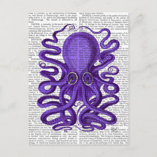Lila Oktopus Postkarte