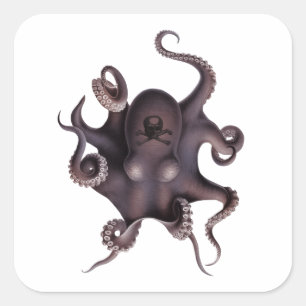Lila Oktopus Quadratischer Aufkleber