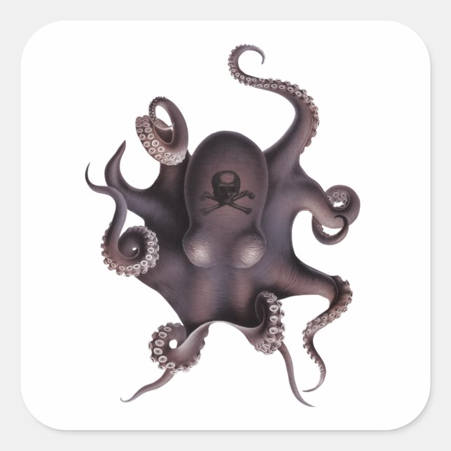 Lila Oktopus Quadratischer Aufkleber (Vorderseite)