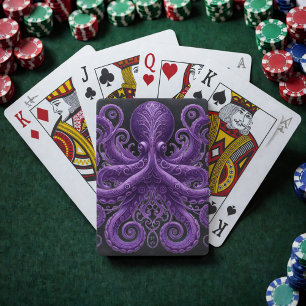 Lila Oktopus viktorianischer Steampunk Kraken Spielkarten
