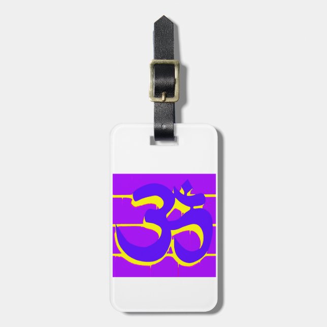 Lila om-Tag Gepäckanhänger (Vorderseite vertikal)