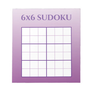 Lila Ombre 6x6 Sudoku-Grid-Vorlage Notizblock