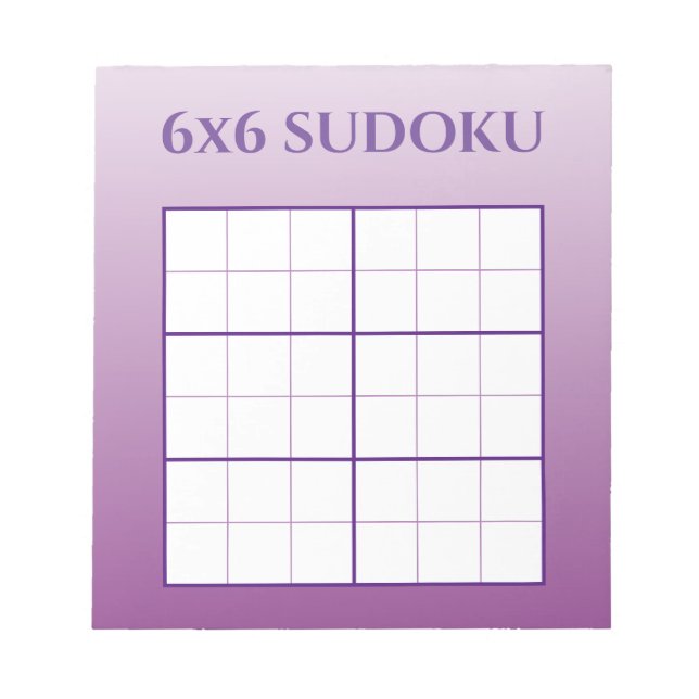 Lila Ombre 6x6 Sudoku-Grid-Vorlage Notizblock (Vorderseite)