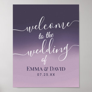 Lila Ombre Elegant Wedding Welcome Poster