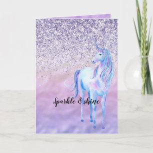Lila Ombre Eyelashes Glitzer Unicorn Karte