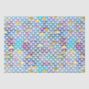 Lila Ombre Foil & Gold Glitzer Mermaid Scales Seidenpapier