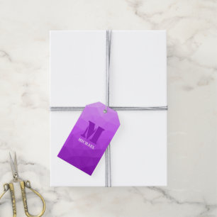 Lila Ombre geometrisches Mesh-Muster Monogramm Geschenkanhänger