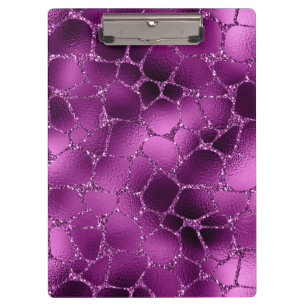 Lila Ombre Glam Glitter Giraffenflecken Muster Klemmbrett