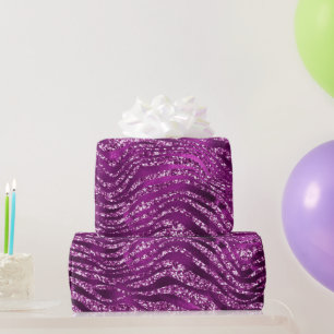 Lila Ombre Glam Glitter Tigerstreifen Muster Geschenkpapier