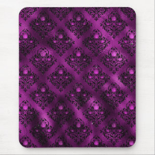 Lila Ombre Glam Glitzer Damask Muster Mousepad