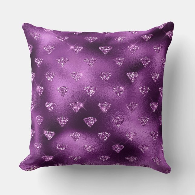 Lila Ombre Glam Glitzer Diamonds Pattern Kissen (Vorderseite)