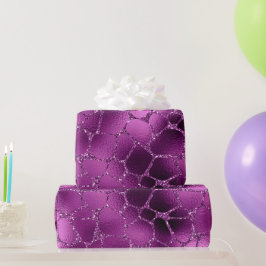 Lila Ombre Glam Glitzer Giraffe Spots Geschenkpapier