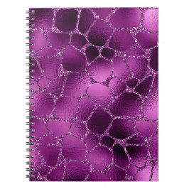 Lila Ombre Glam Glitzer Giraffe Spots Muster Notizblock
