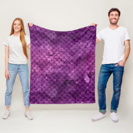 Lila Ombre Glam Mermaid Scales Muster Fleecedecke