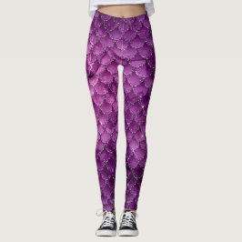 Lila Ombre Glam Mermaid Scales Muster Leggings