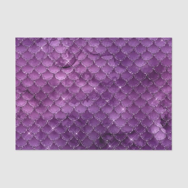 Lila Ombre Glam Mermaid Scales Muster Seidenpapier (Vorderseite)