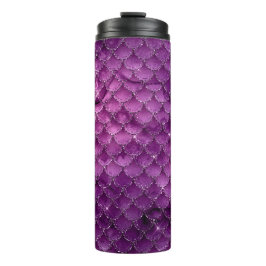 Lila Ombre Glam Mermaid Scales Muster Thermosbecher