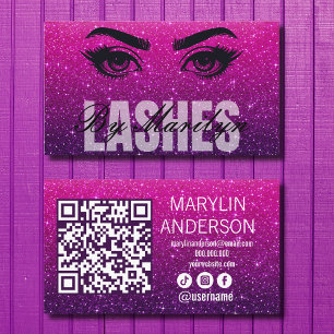Lila Ombre Glitzer Lash Technischer QR-Code Visitenkarte