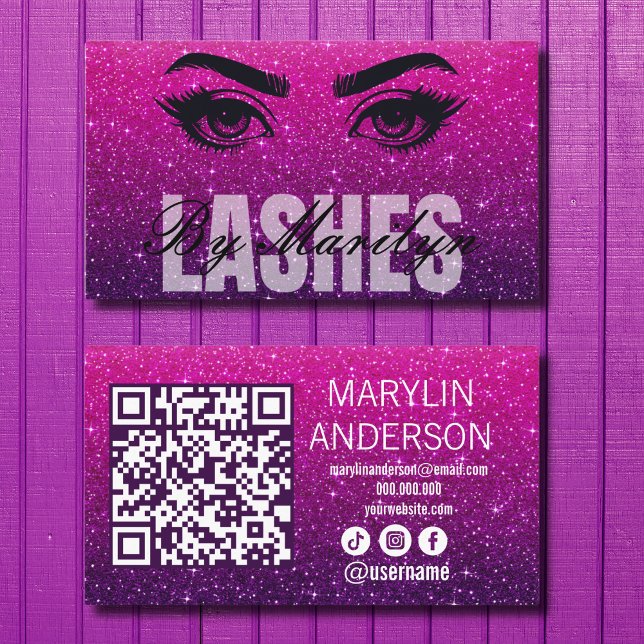 Lila Ombre Glitzer Lash Technischer QR-Code Visitenkarte (Von Creator hochgeladen)