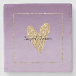 Lila Ombre Gold Glitzer Herz Steinuntersetzer