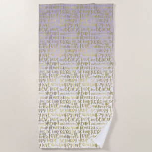Lila Ombre Gold inspirierende Worte Strandtuch