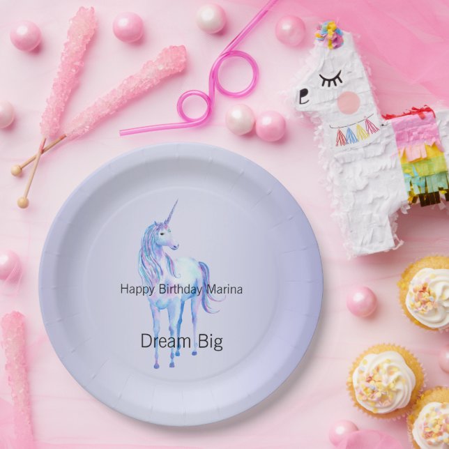 Lila Ombre Magical Unicorn Pappteller (Party)
