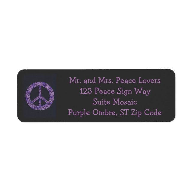 Lila Ombre Mosaic Peace Sign Address Labels (Vorne)