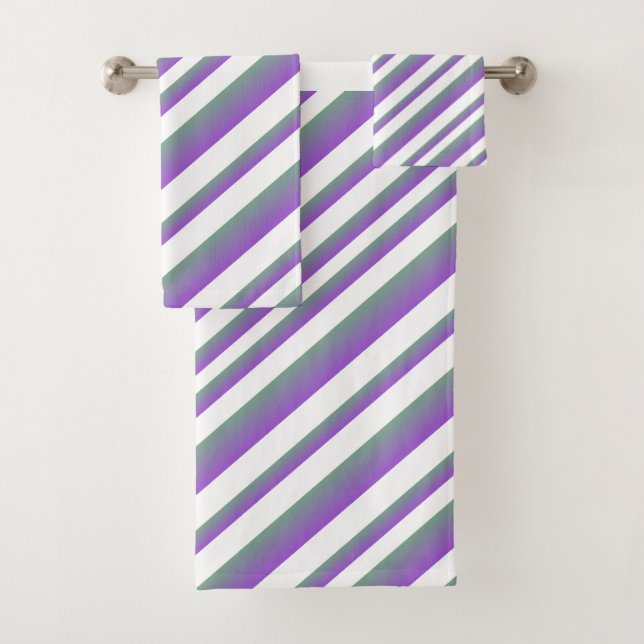 Lila Ombre Multi - Streifen Badhandtuch Set (Insitu)