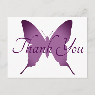 Lila Ombre Schmetterling Silhouette Danke Postkarte