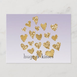Lila Ombre Sparkle Gold Glitzer Hearts Postkarte