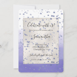 Lila Ombre Stars Einladung