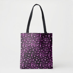 Lila Ombre- und schwarze Glam-Glitter-Leopardenfle