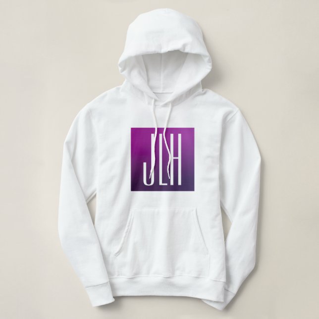 Lila Ombre- und White-Initialen oder andere Texte Hoodie (Design vorne)