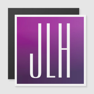 Lila Ombre- und White-Initialen oder andere Texte Magnetkarte