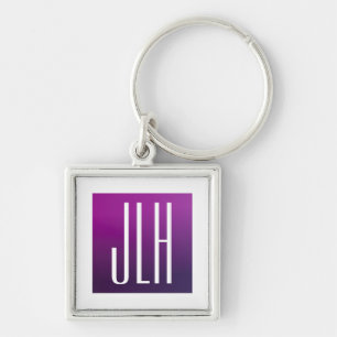 Lila Ombre- und White-Initialen oder andere Texte Schlüsselanhänger