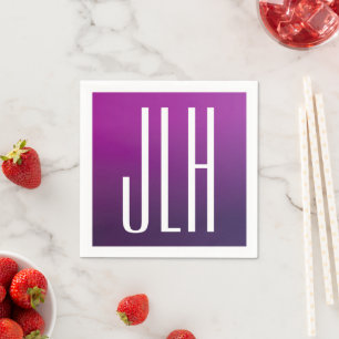 Lila Ombre- und White-Initialen oder andere Texte Serviette