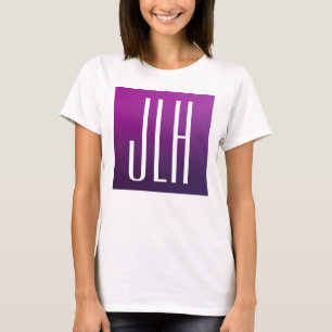 Lila Ombre- und White-Initialen oder andere Texte T-Shirt