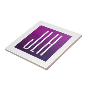Lila Ombre & weiße Initialen oder anderer Text Fliese