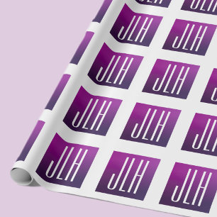 Lila Ombre & weiße Initialen oder anderer Text Geschenkpapier