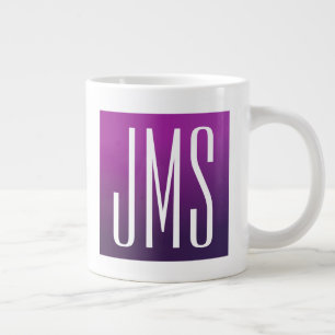 Lila Ombre & weiße Initialen oder anderer Text Jumbo-Tasse
