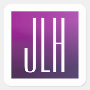 Lila Ombre & weiße Initialen oder anderer Text Quadratischer Aufkleber