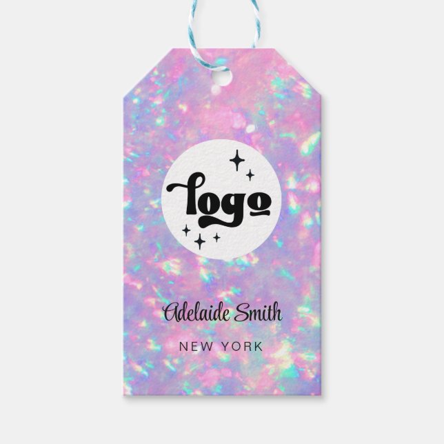 lila Opal-Stein-Boutique-Etiketten Geschenkanhänger (Vorderseite)